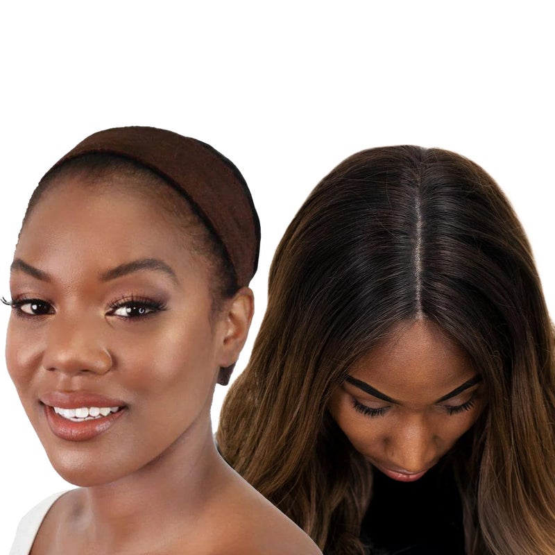 MILANO COLLECTION WiGrip The Original Comfort Non Slip Wig Grip Band Adjustable Wig Band for Glueless Support TensionFree One Size Fits All Chocolate Brown 2 Pack